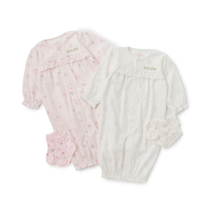 【BOX付】蝴蝶結玫瑰花紋2用連體衣&襪子套裝