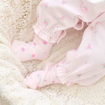 【BOX付】蝴蝶結玫瑰花紋2用連體衣&襪子套裝