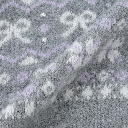 蝴蝶結圖案北歐風拉鍊開衫