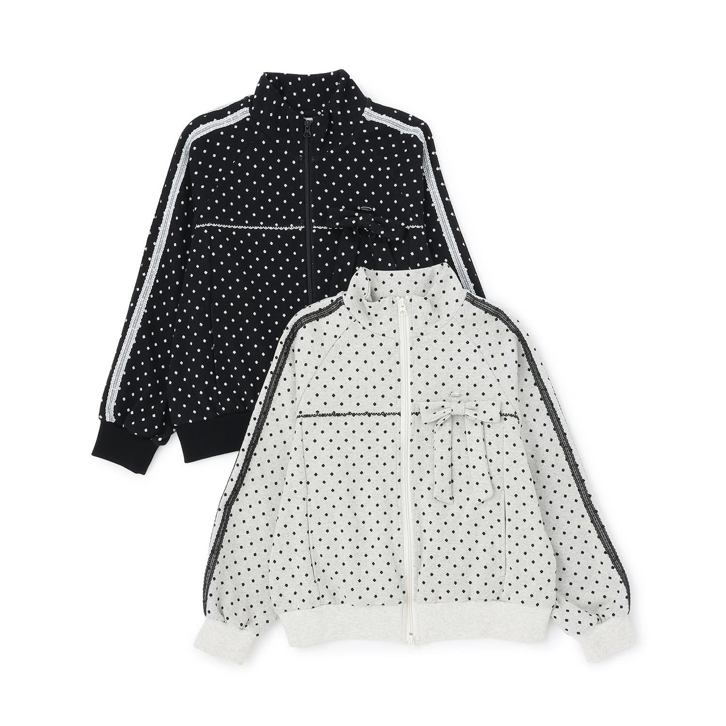 波點提花夾克（附蝴蝶結胸針）