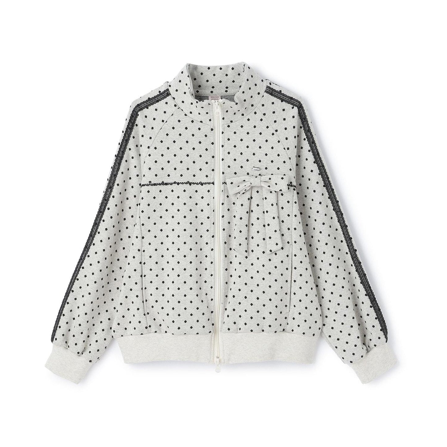 波點提花夾克（附蝴蝶結胸針）