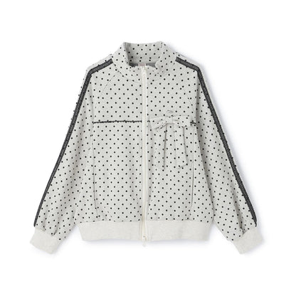 波點提花夾克（附蝴蝶結胸針）