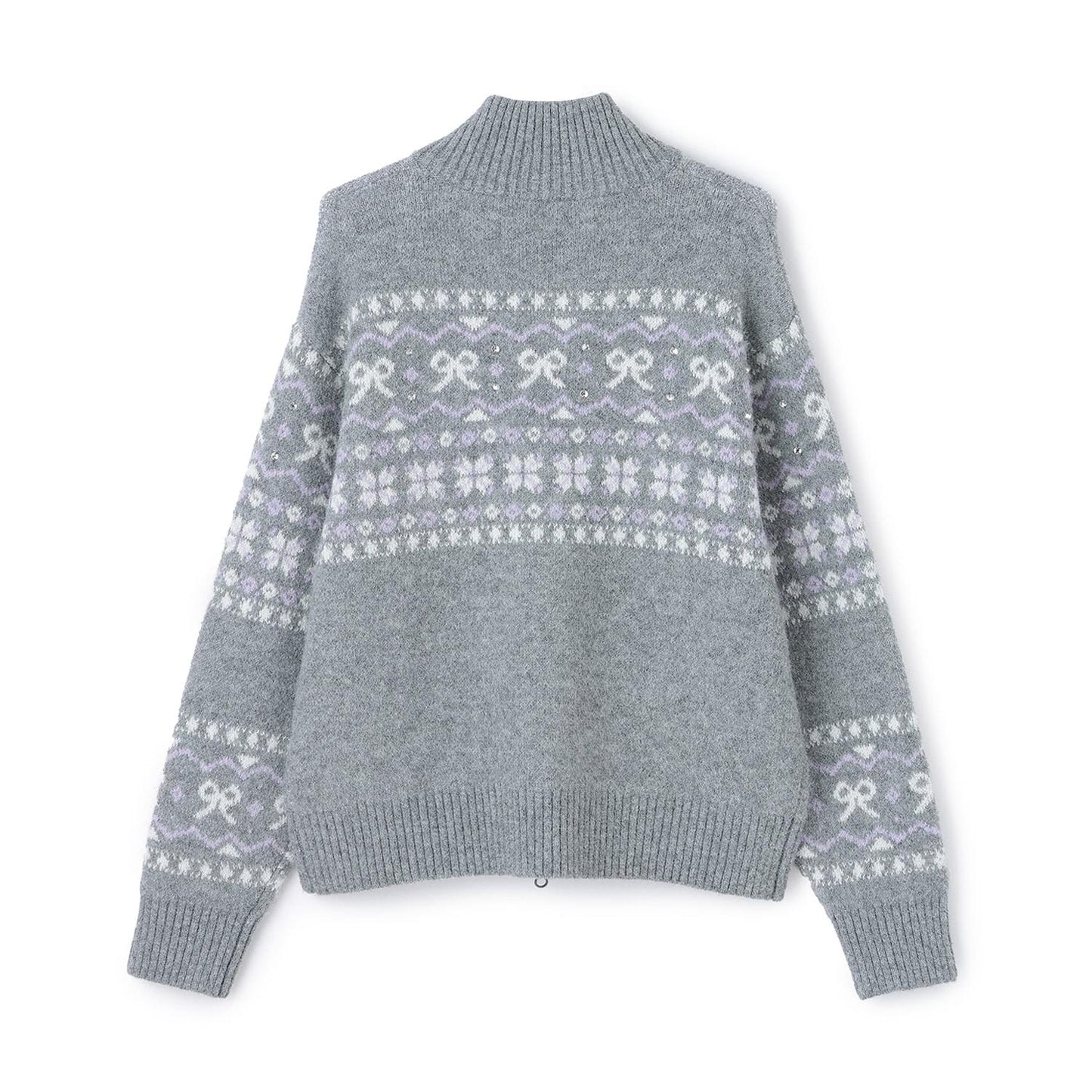 蝴蝶結圖案北歐風拉鍊開衫