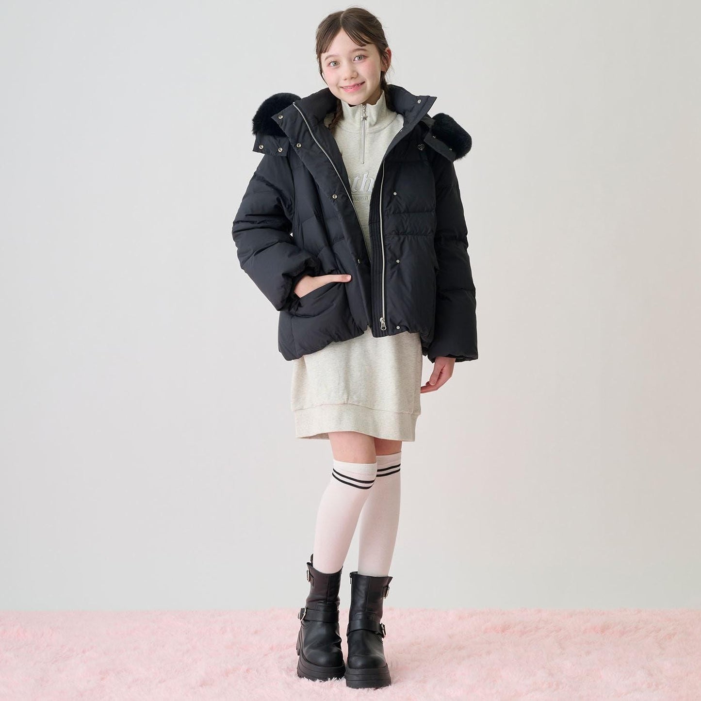 【防潑水】保暖仿毛連帽可回收羽絨夾克