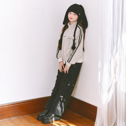 波點提花夾克（附蝴蝶結胸針）