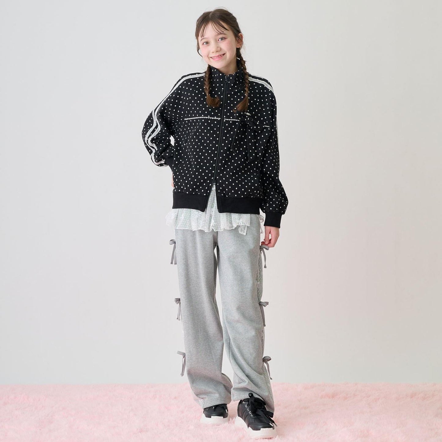 波點提花夾克（附蝴蝶結胸針）