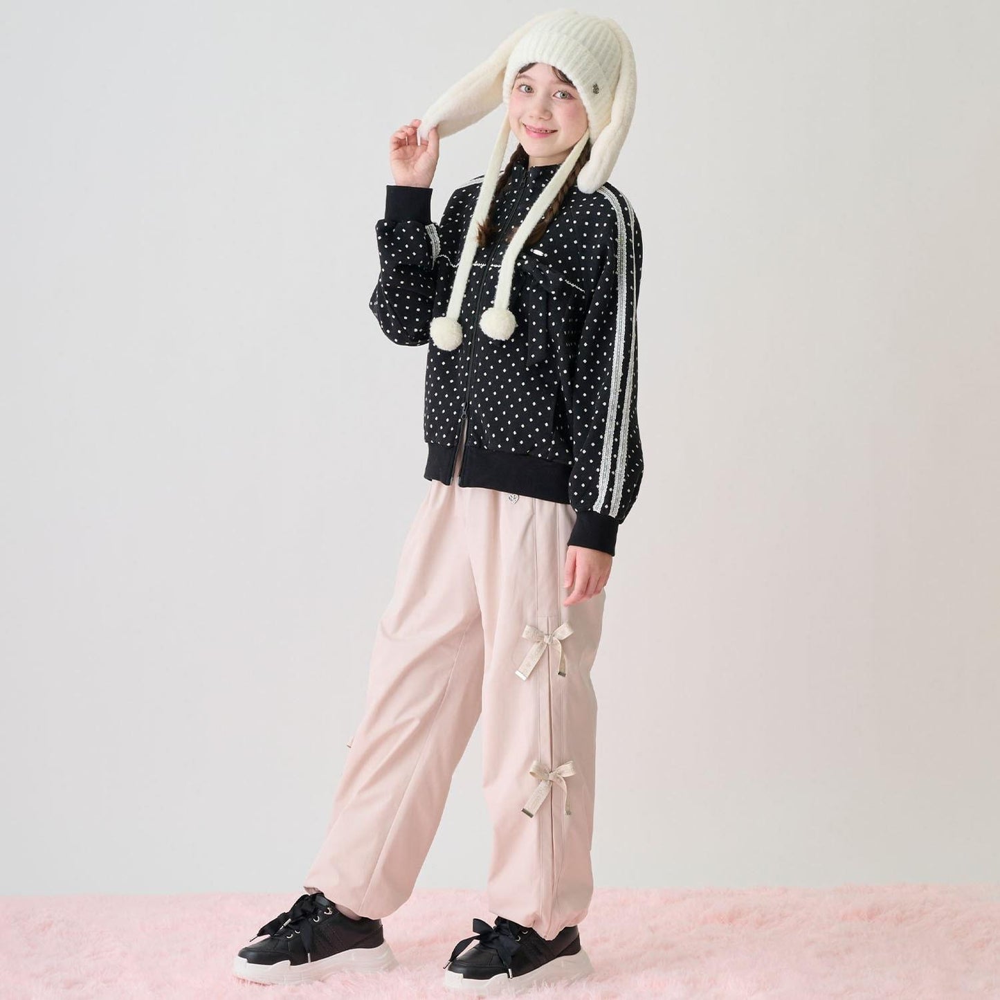 波點提花夾克（附蝴蝶結胸針）