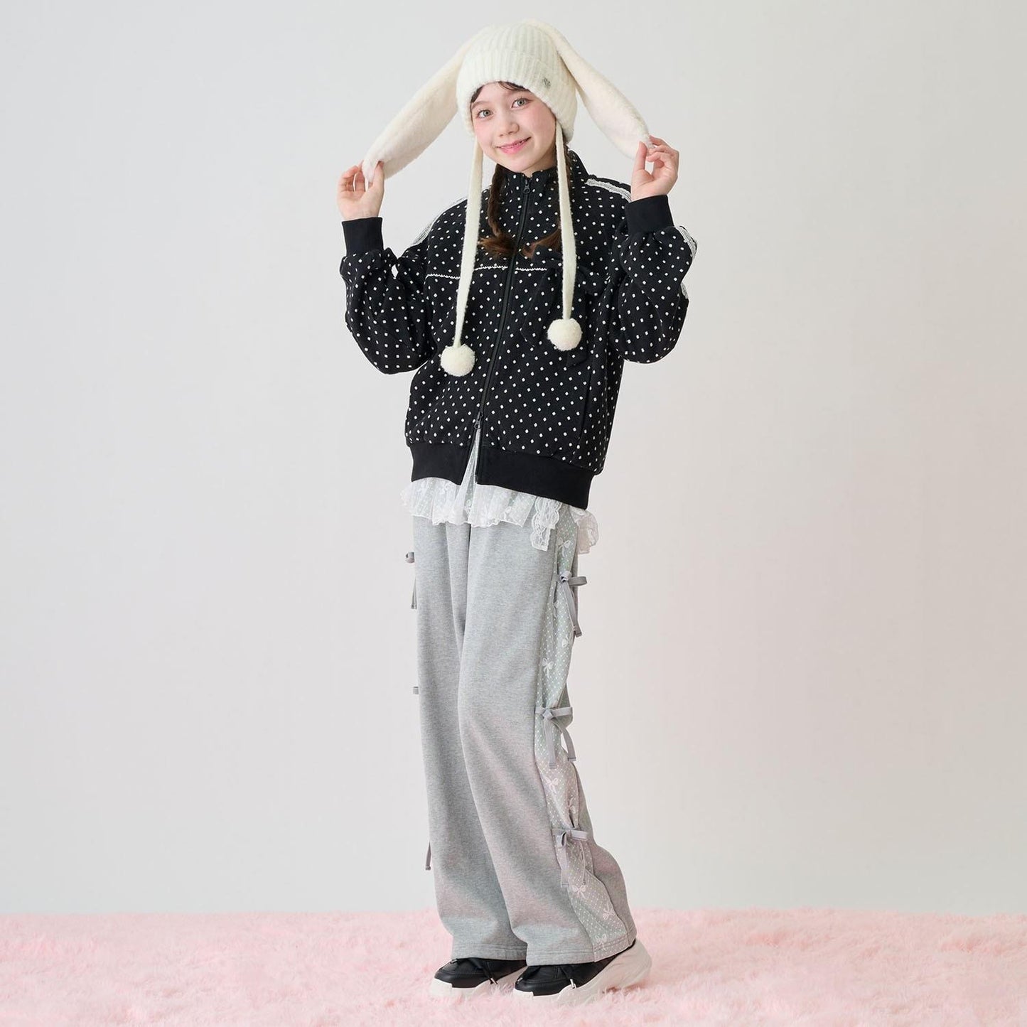 波點提花夾克（附蝴蝶結胸針）