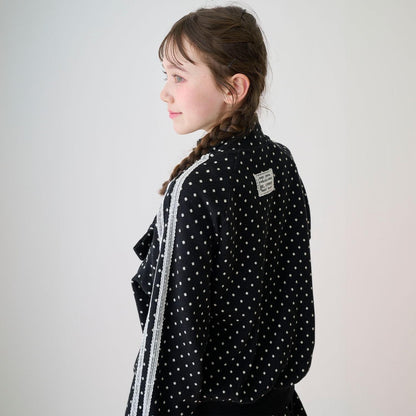 波點提花夾克（附蝴蝶結胸針）