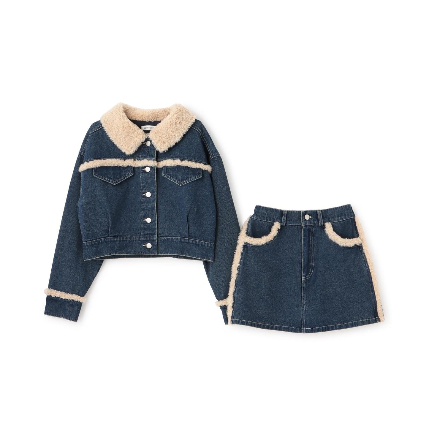 內襯絎縫牛仔夾克套裝