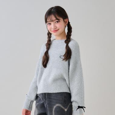 亮片長毛蝴蝶結針織衫