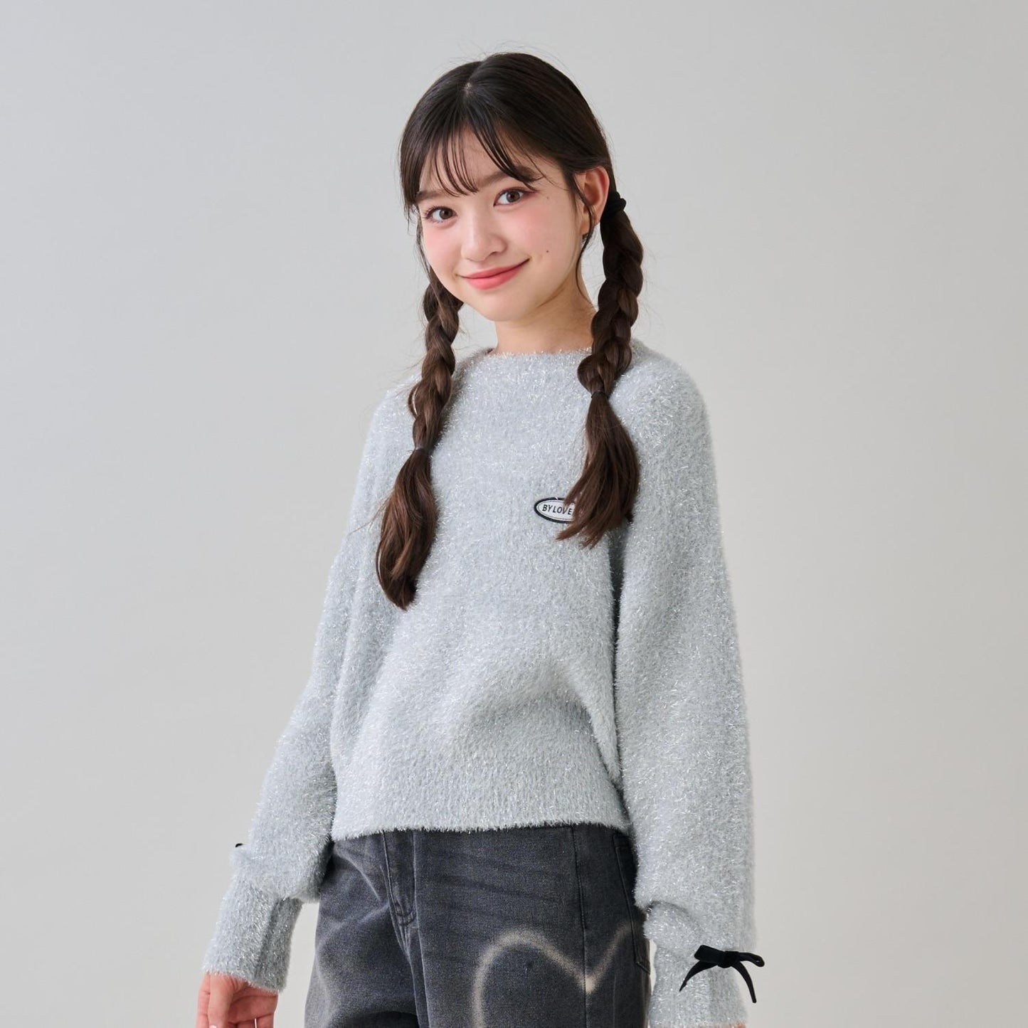 亮片長毛蝴蝶結針織衫