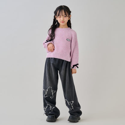 亮片長毛蝴蝶結針織衫