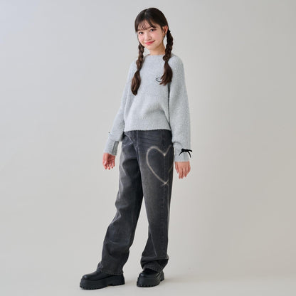 亮片長毛蝴蝶結針織衫