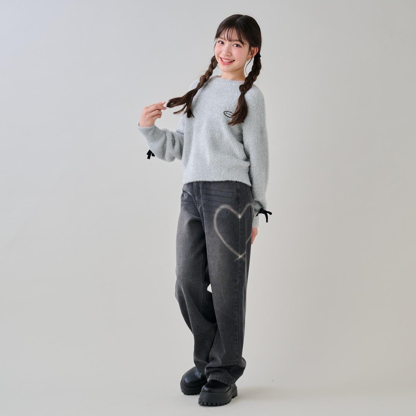 亮片長毛蝴蝶結針織衫