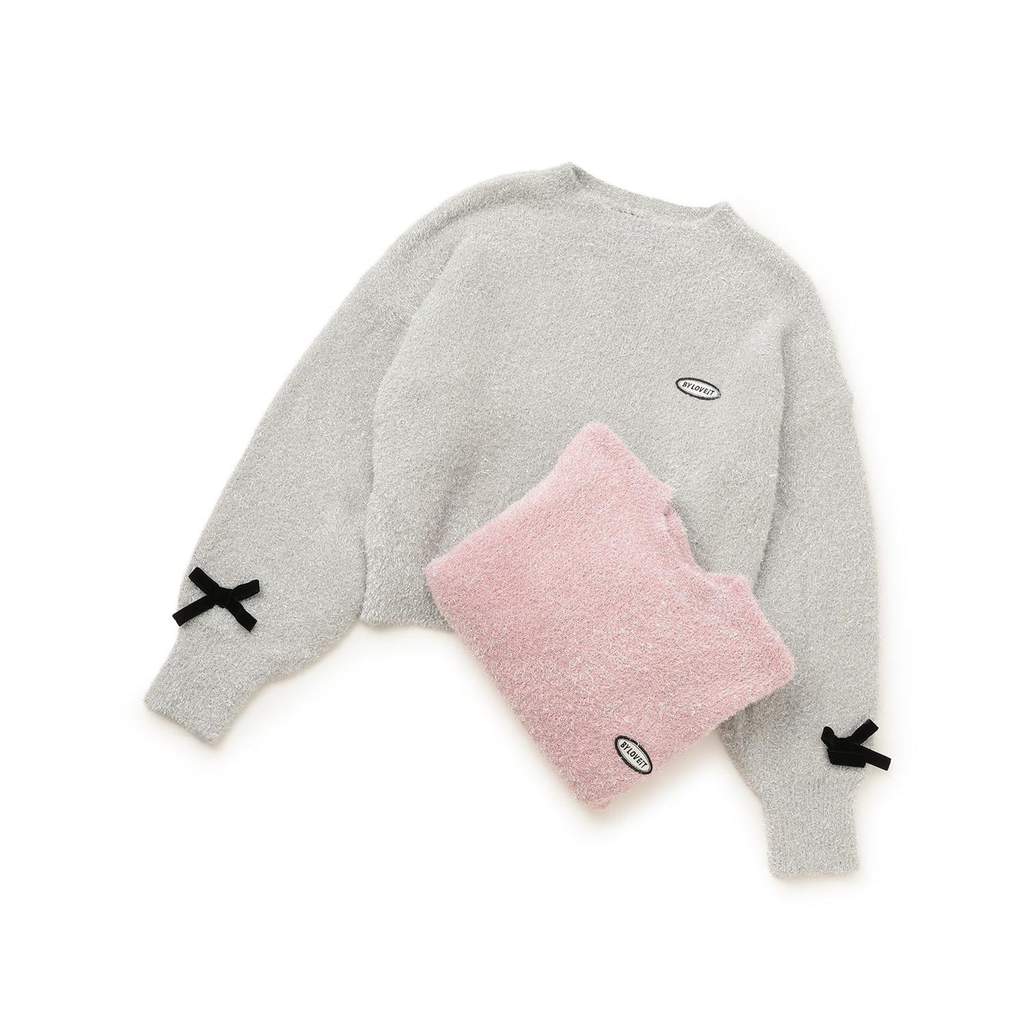 亮片長毛蝴蝶結針織衫