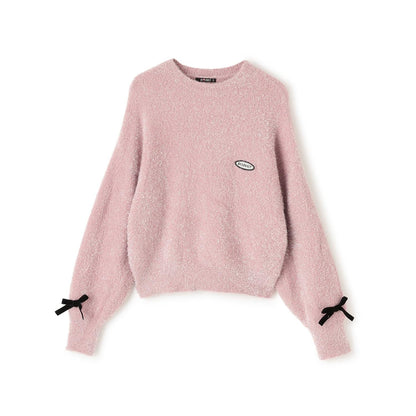 亮片長毛蝴蝶結針織衫