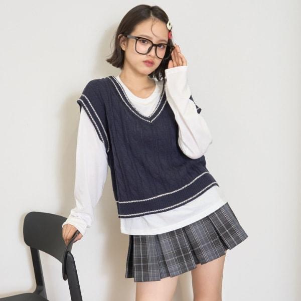 【GOODPRICE】麻花針織T恤套裝