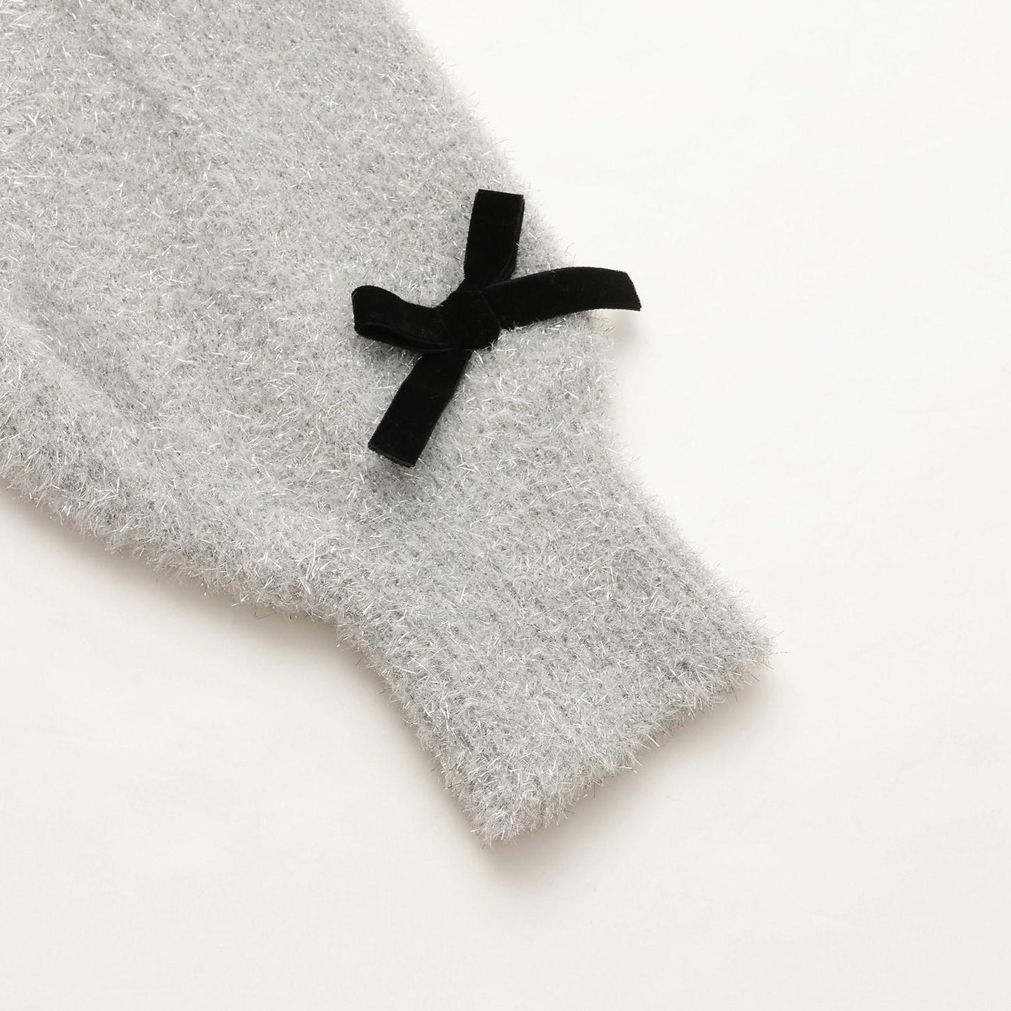 亮片長毛蝴蝶結針織衫