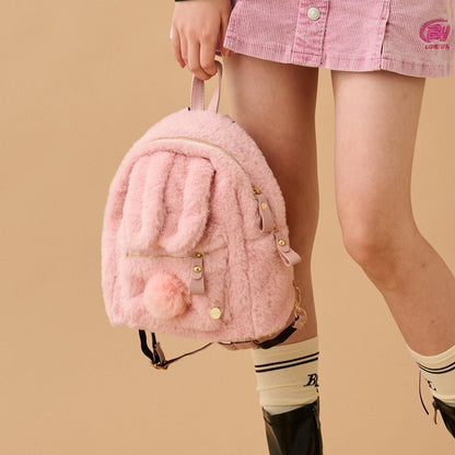 兔耳朵毛絨雙肩包