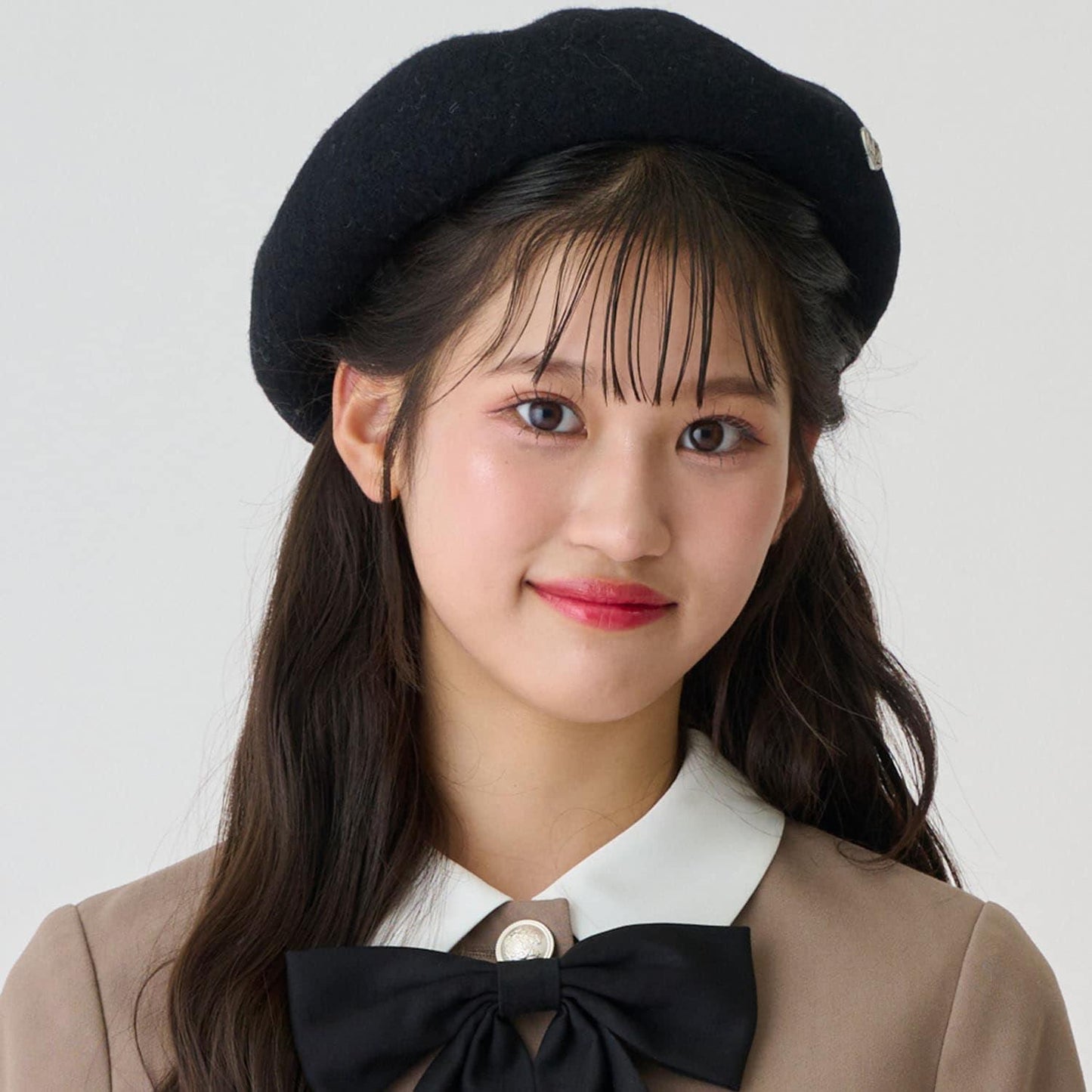 天鵝絨蝴蝶結貝雷帽