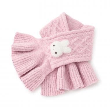 帶毛絨兔子玩偶的棉花糖針織圍巾