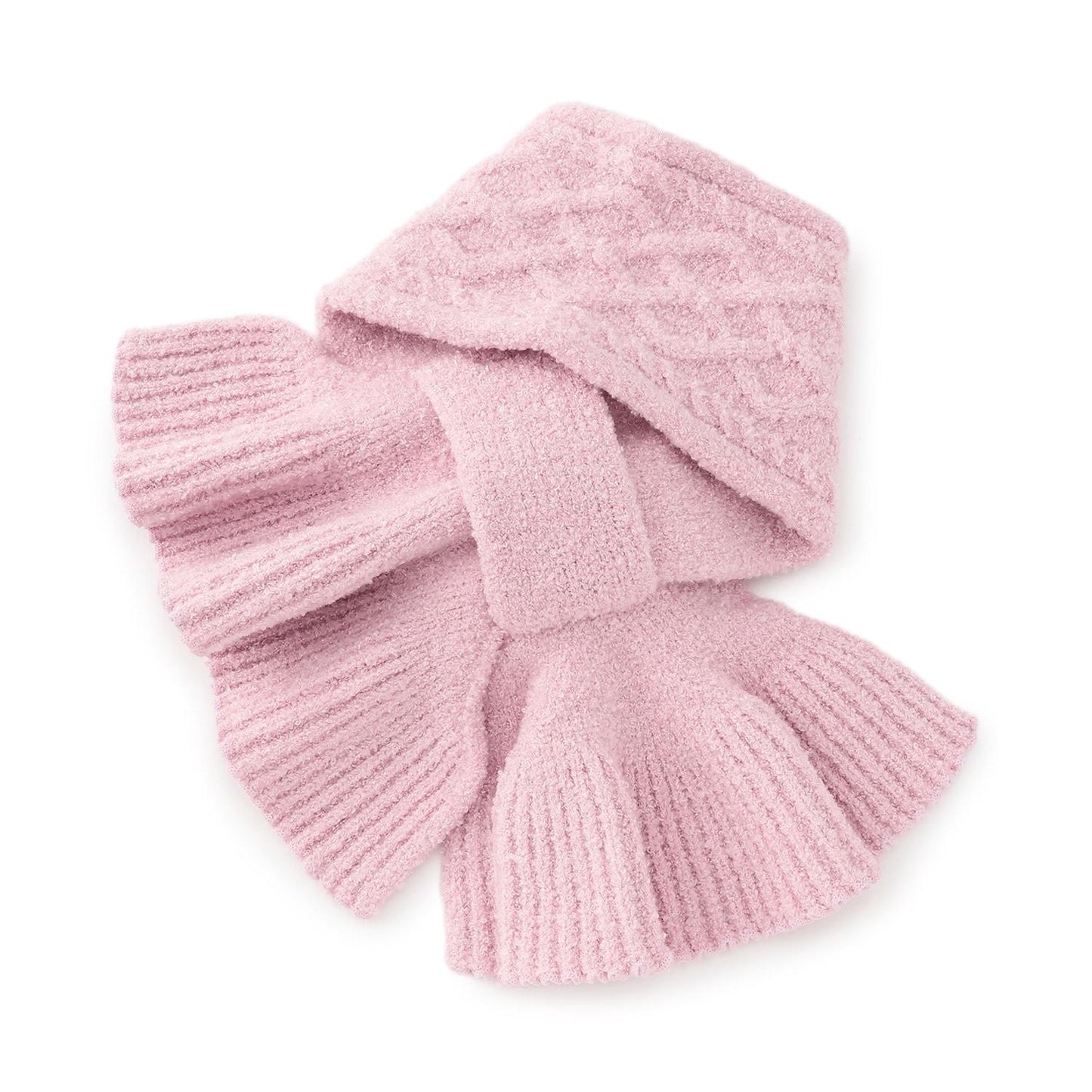 帶毛絨兔子玩偶的棉花糖針織圍巾