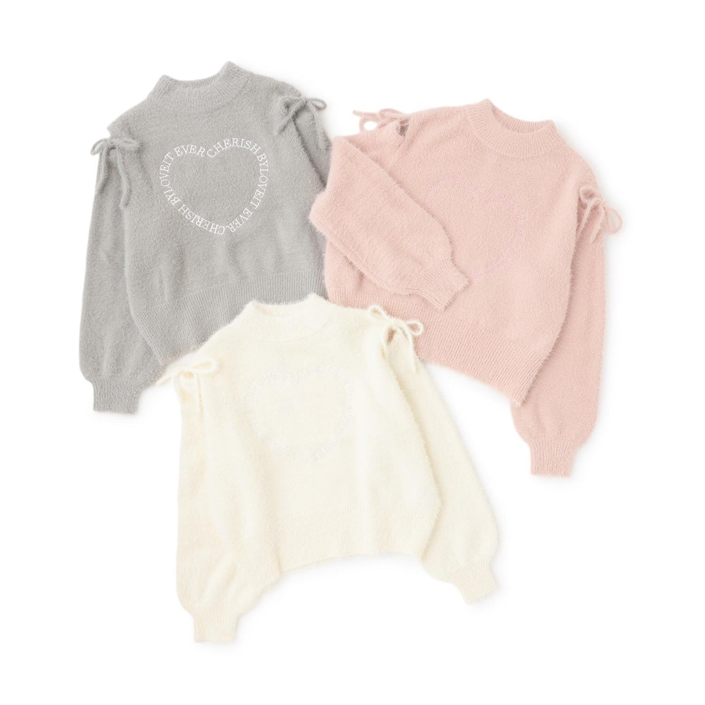 肩部開叉馬海毛針織衫