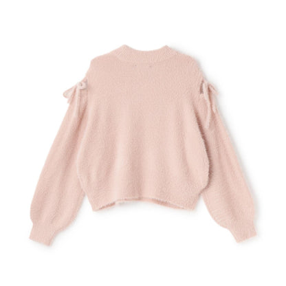 肩部開叉馬海毛針織衫