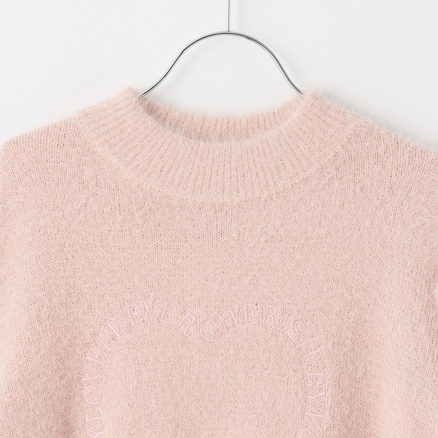 肩部開叉馬海毛針織衫