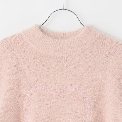 肩部開叉馬海毛針織衫