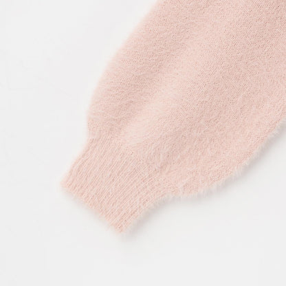 肩部開叉馬海毛針織衫