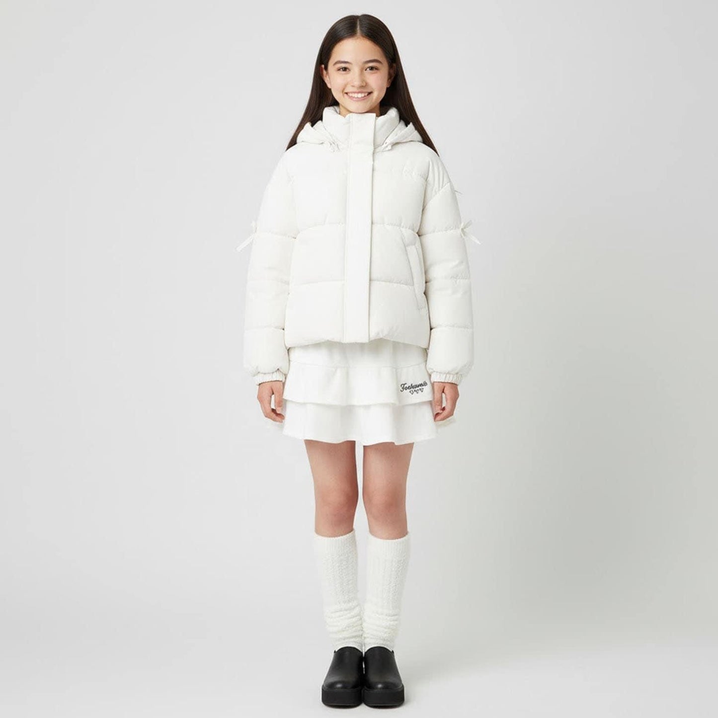 【milky coast】袖部蝴蝶結加棉短外套