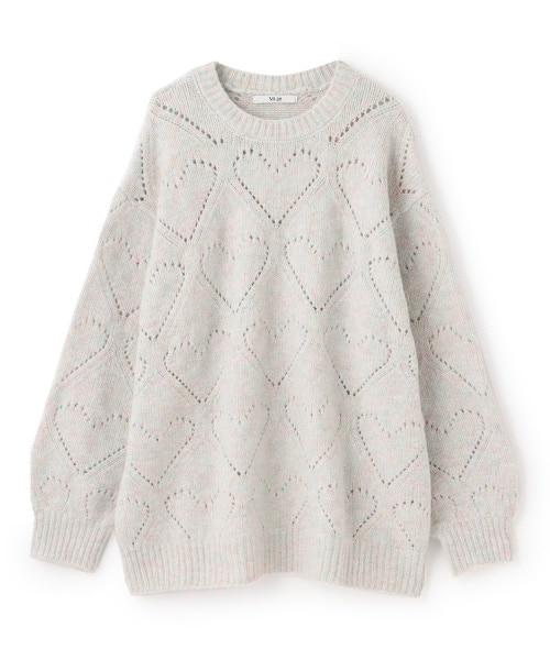 愛心編織拼色寬鬆針織衫【韓國時尚】