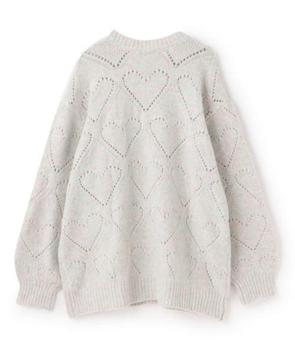 愛心編織拼色寬鬆針織衫【韓國時尚】