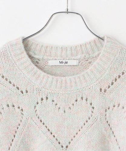 愛心編織拼色寬鬆針織衫【韓國時尚】