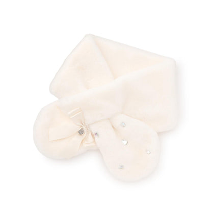 蝴蝶結仿皮草圍巾