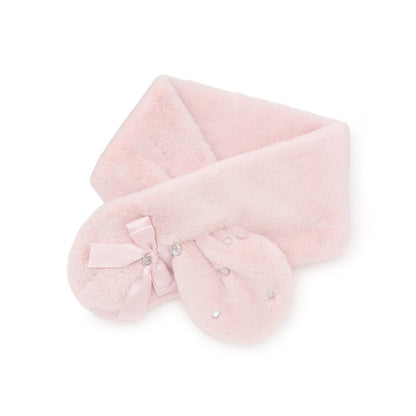 蝴蝶結仿皮草圍巾