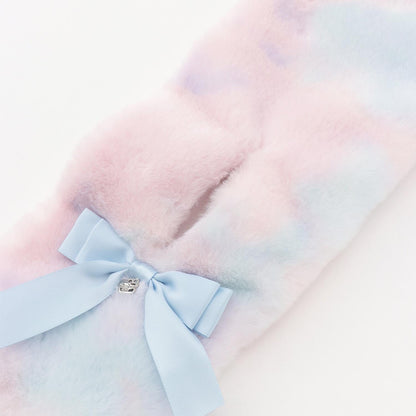 蝴蝶結仿皮草圍巾