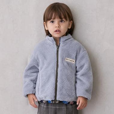 【防潑水加工】圖案×仿羊羔絨短夾克