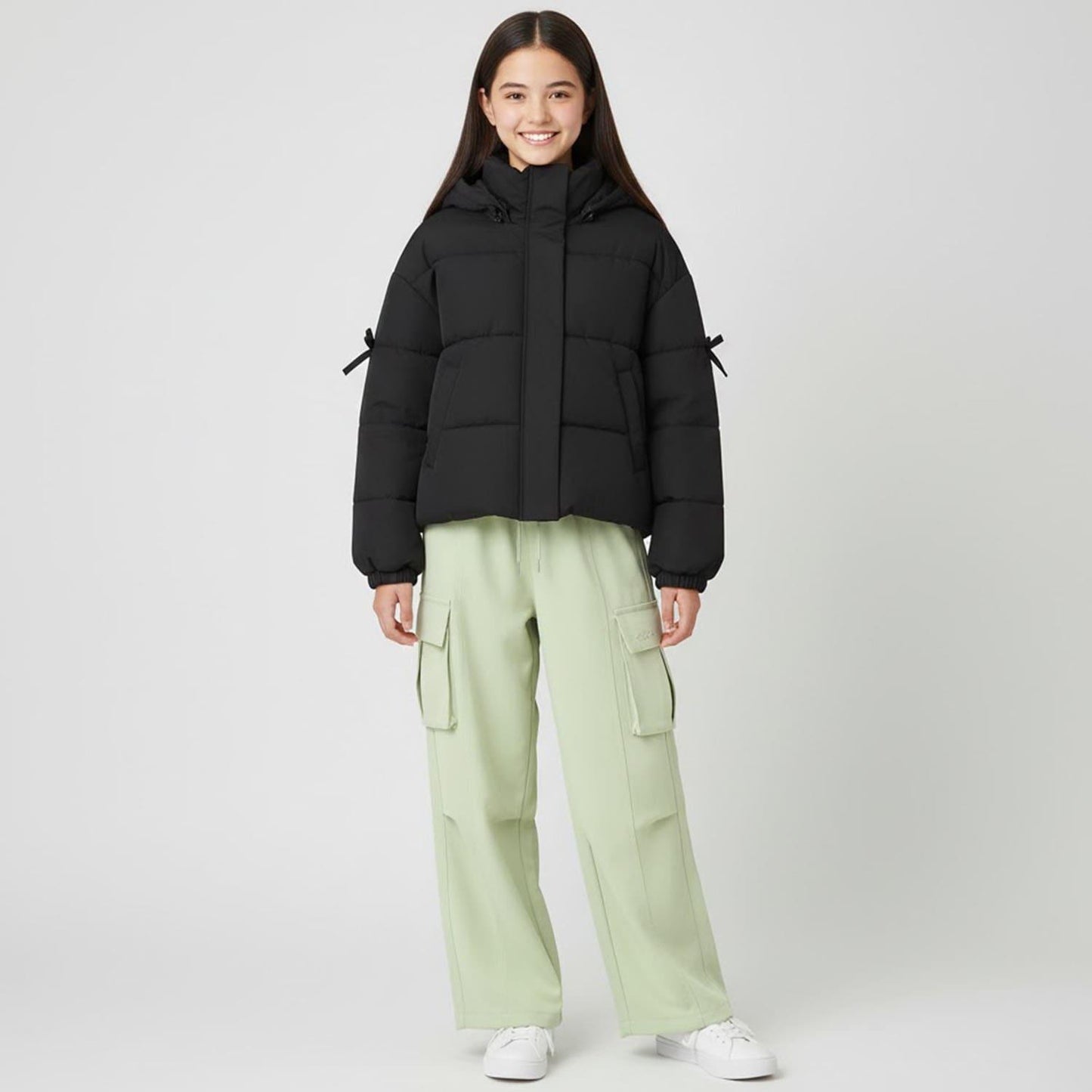 【milky coast】袖部蝴蝶結加棉短外套