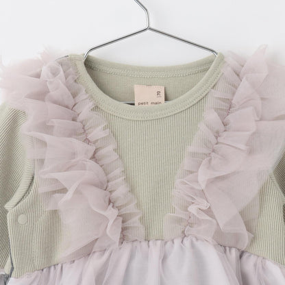 網紗荷葉邊連體衣