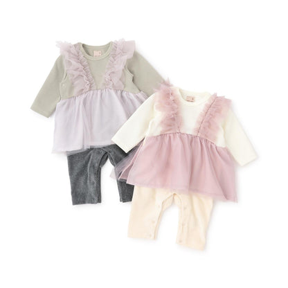 網紗荷葉邊連體衣