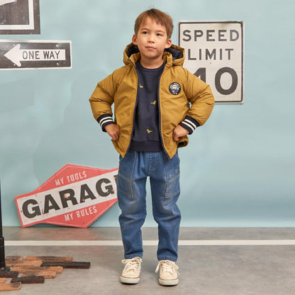 レアテック中綿夾克（袖口條紋羅紋）