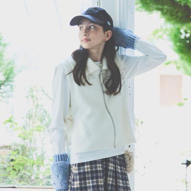 【130cm可選】拉鍊針織馬甲×長袖T恤套裝