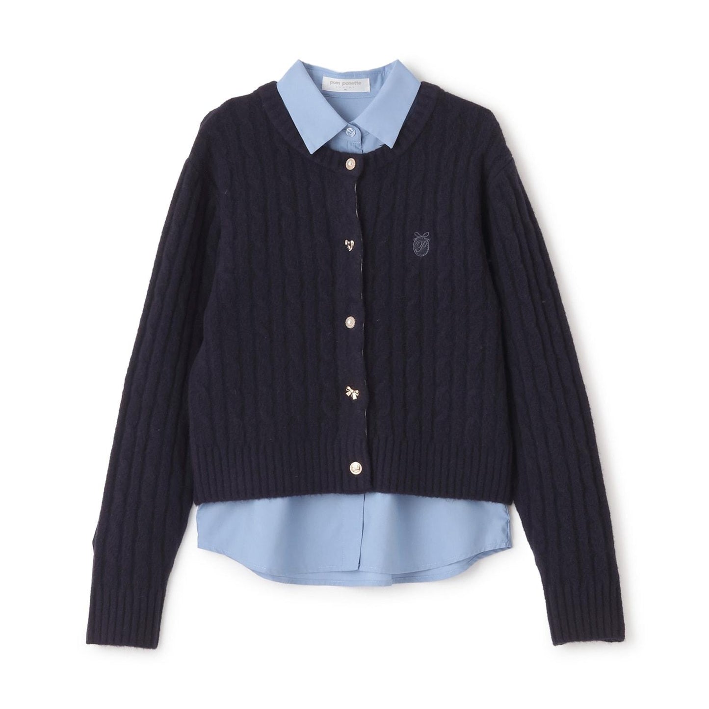 多扣開衫+襯衫套裝