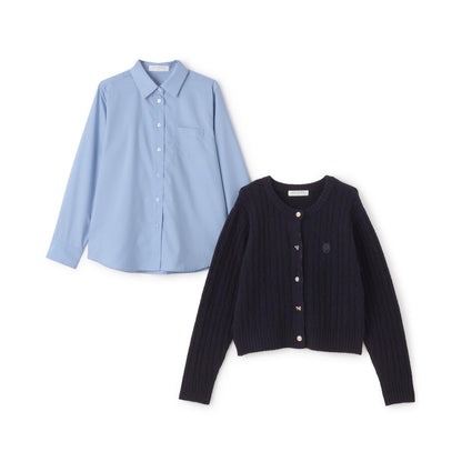 多扣開衫+襯衫套裝