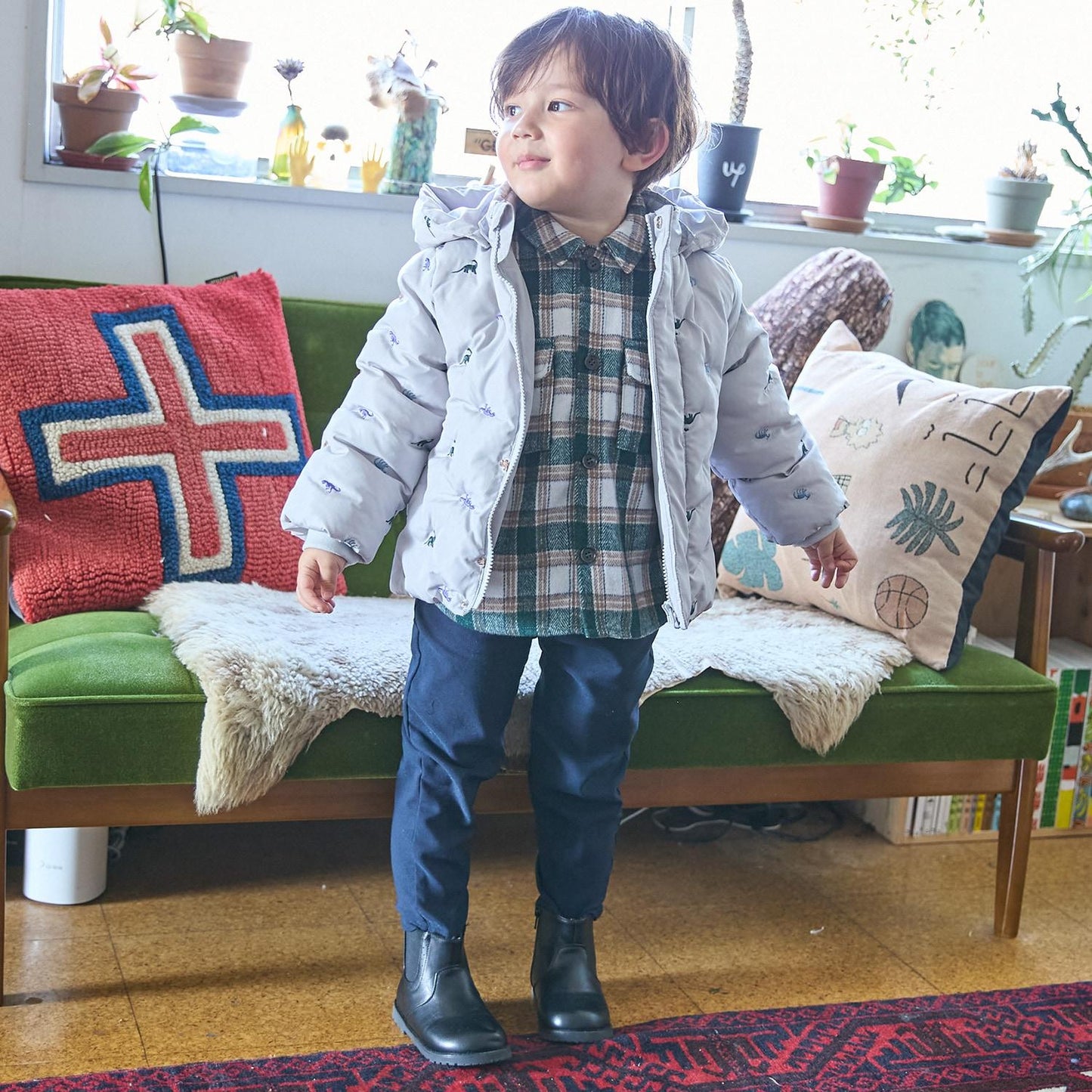 拼接刺繡加棉夾克