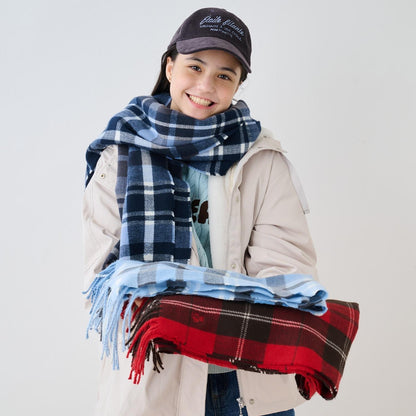 【防靜電】羊絨觸感格紋圍巾