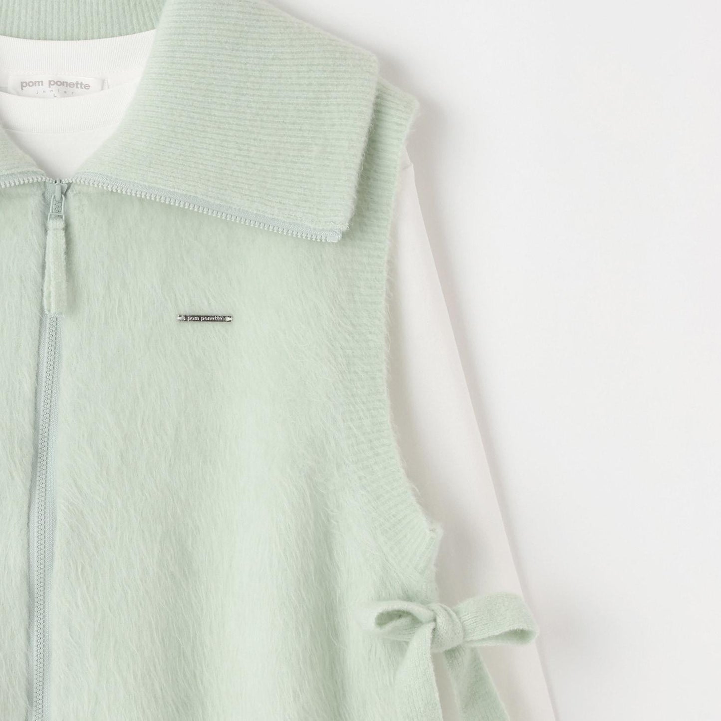 【130cm可選】拉鍊針織馬甲×長袖T恤套裝